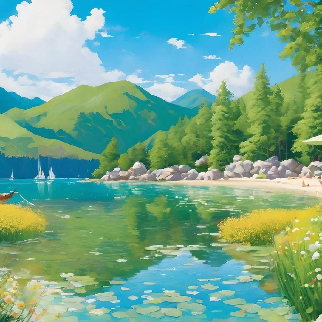 清新自然风光的动漫风格插画头像图片