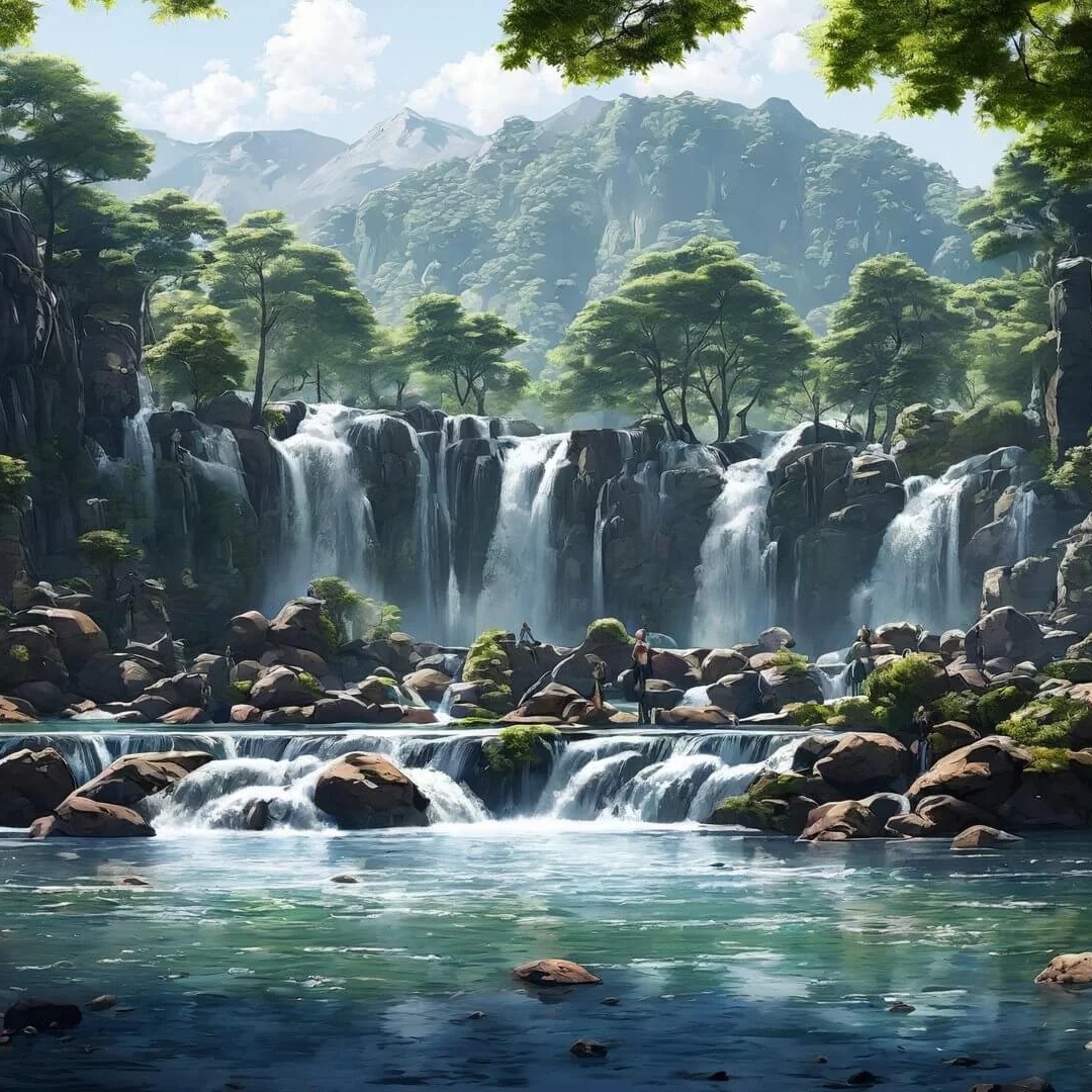 山水瀑布风景头像图片