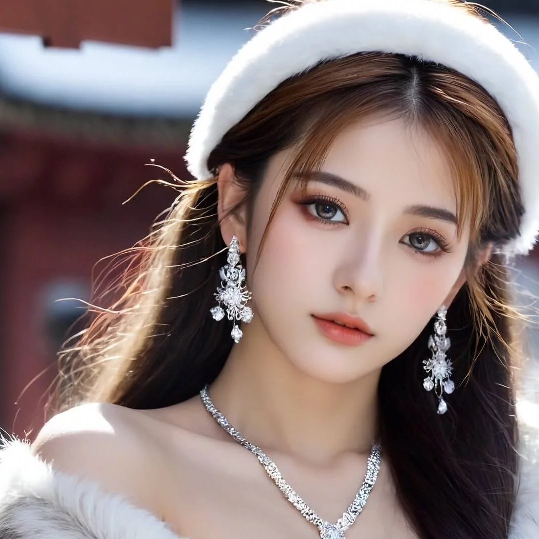 戴耳环精致女人头像图片