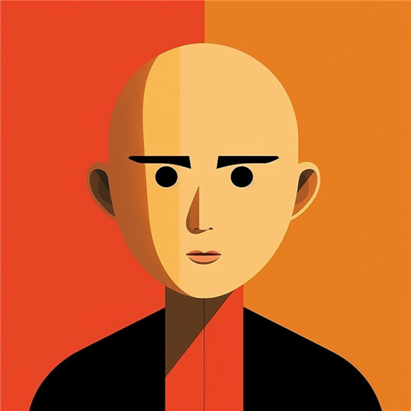 艺术感爆棚！创意中年光头男士手绘头像图片