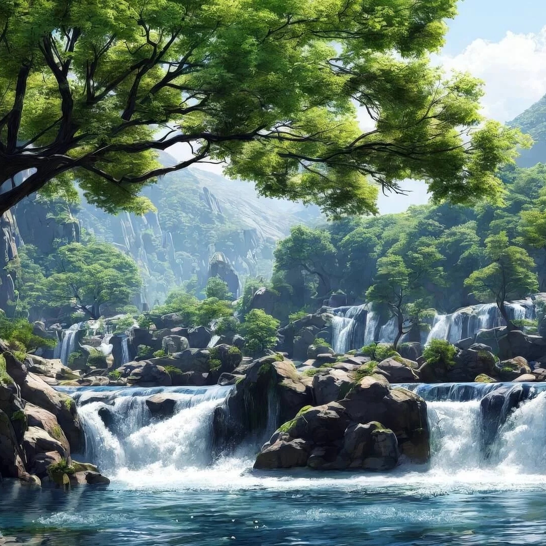清新绿色山水风景头像图片