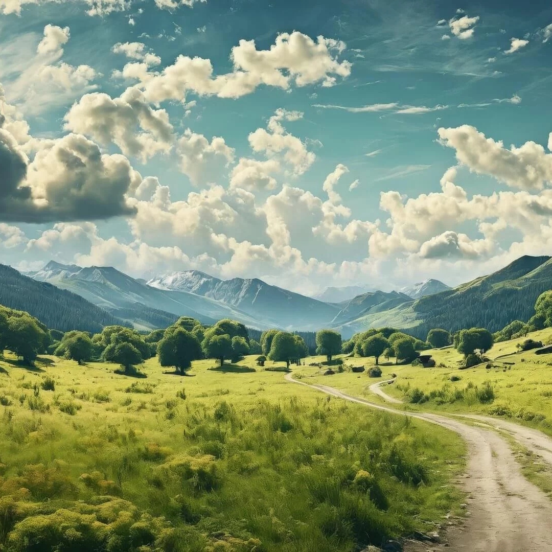 晴空万里绿色风景头像图片
