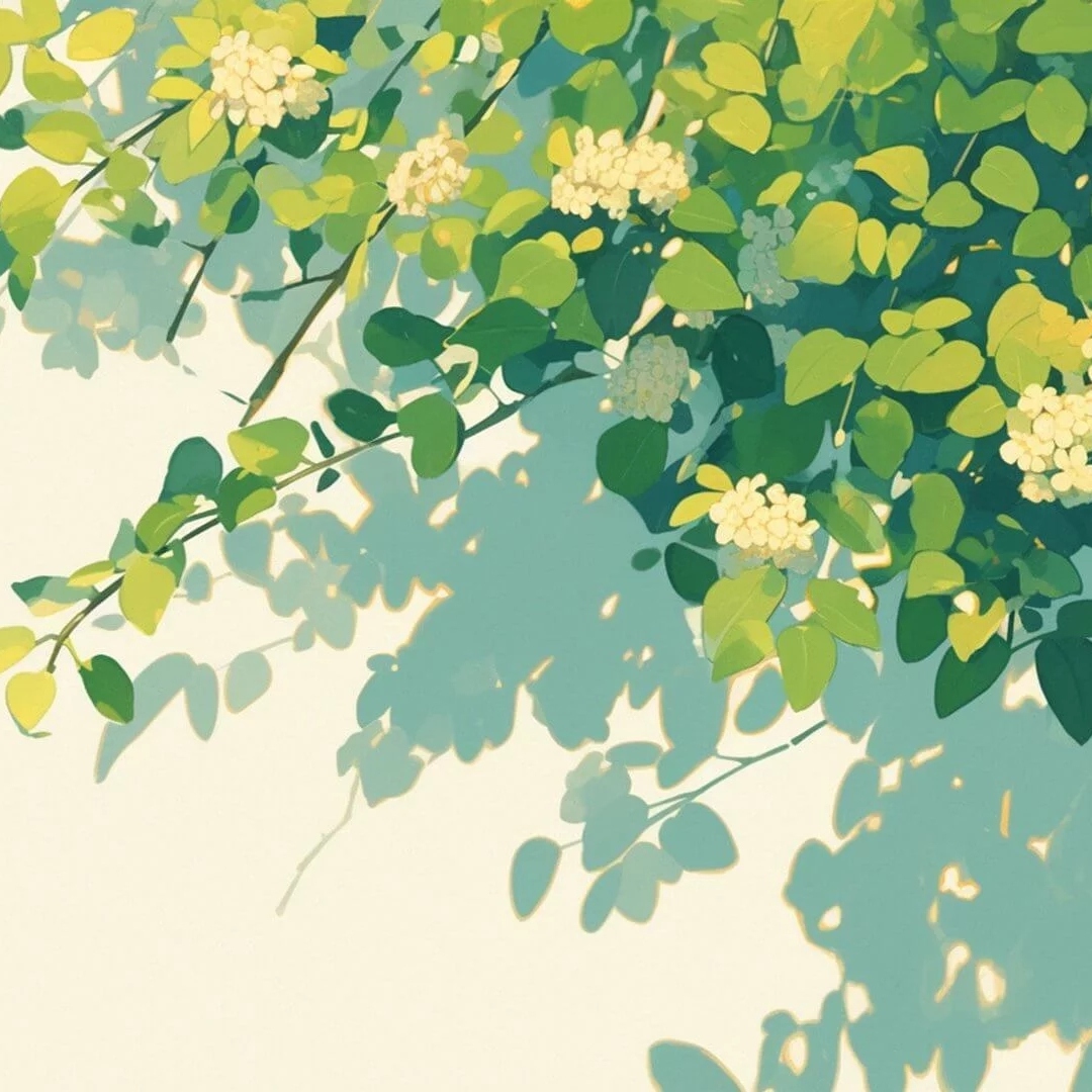 绿色小白花绘画头像图片