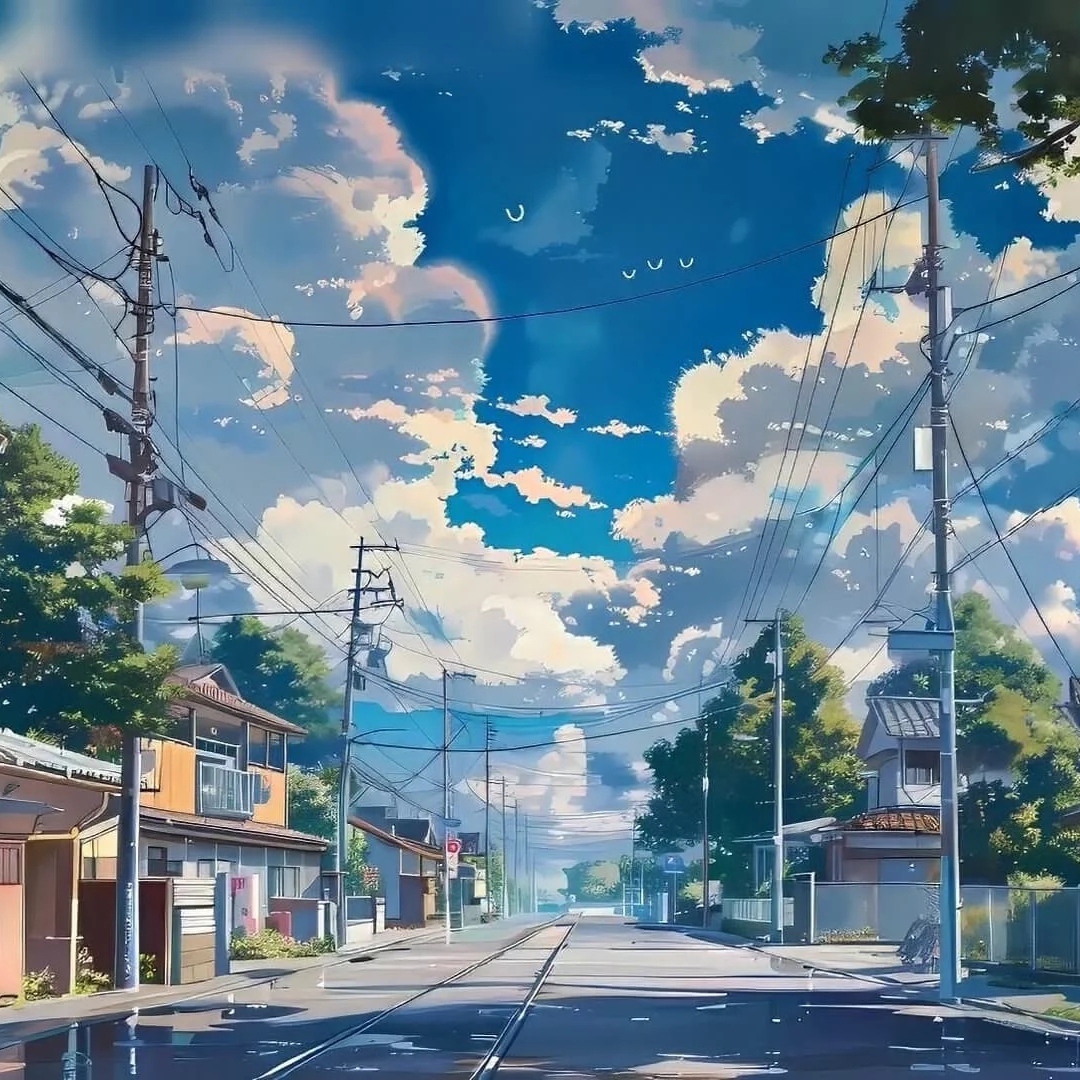 街道景色的动漫风格插画头像图片