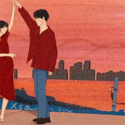 高级简约插画情侣头像图片