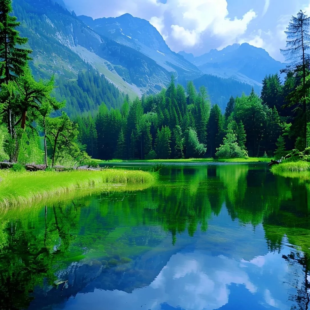 绿色山水风景头像图片