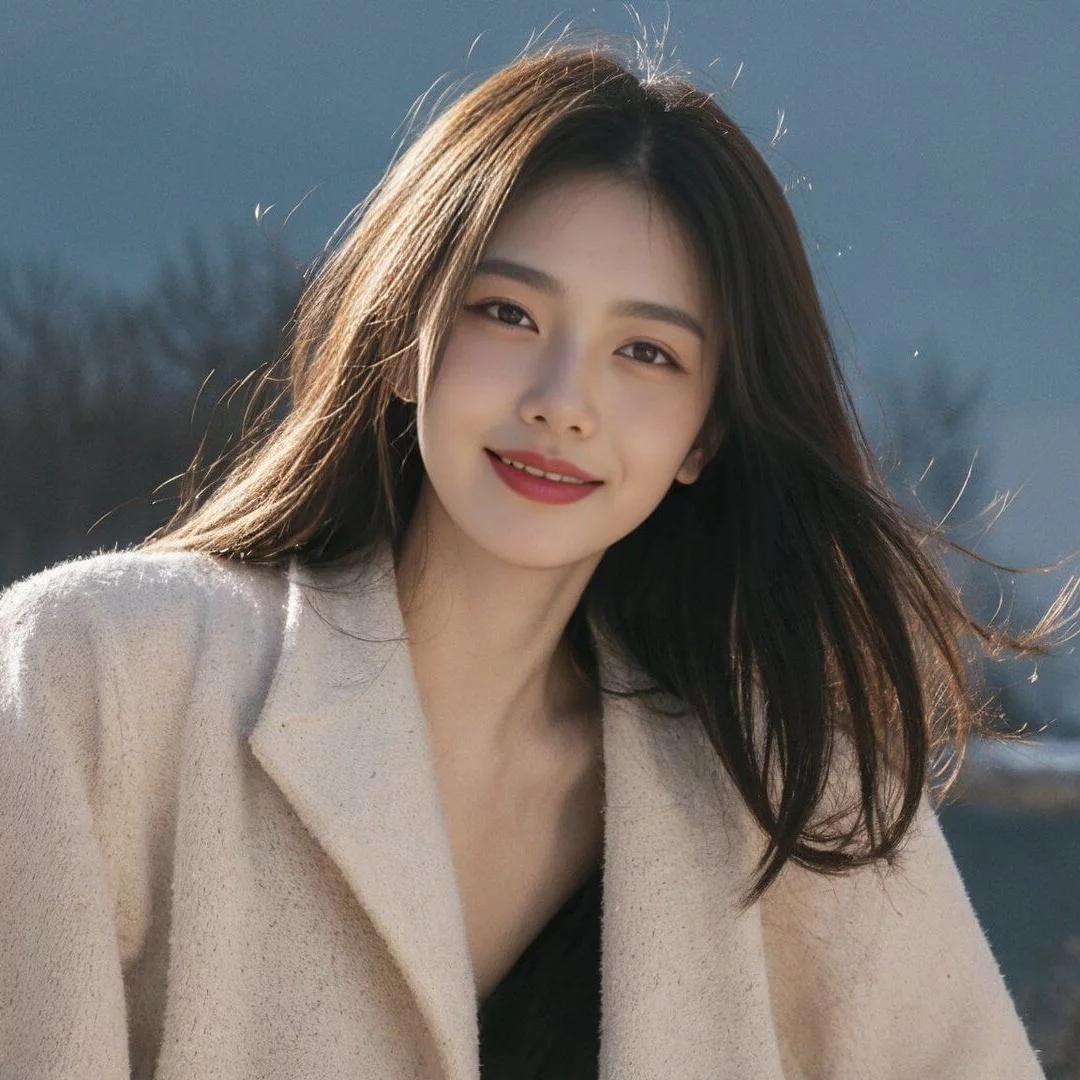 微笑长发女人头像图片