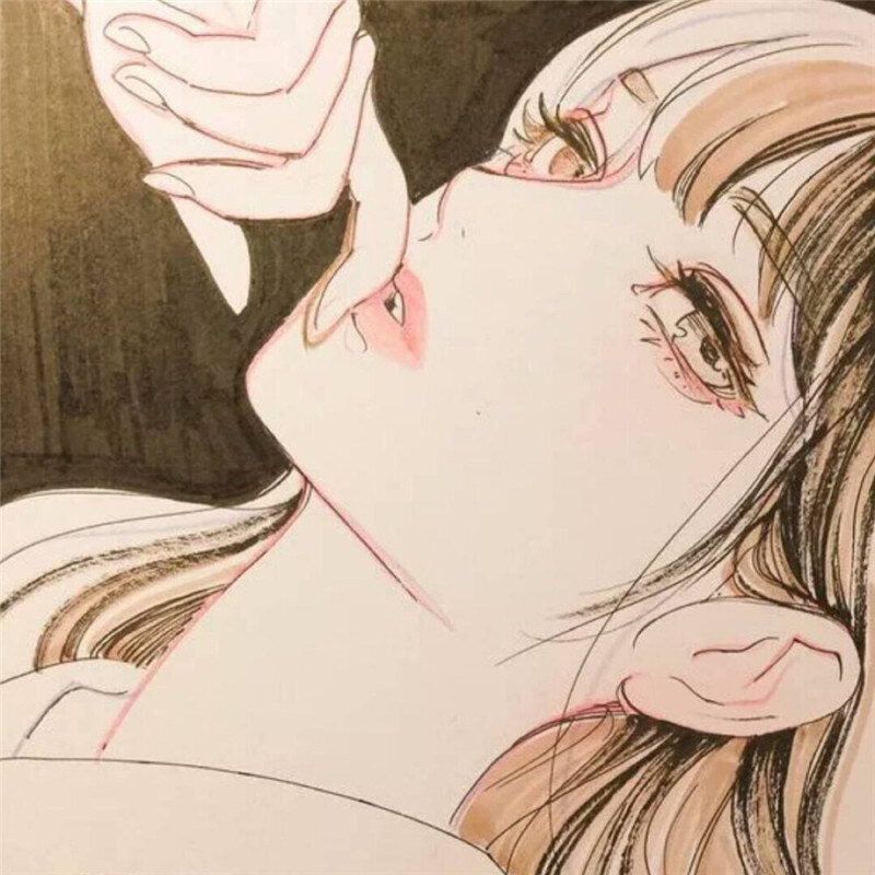 手绘漫画女生小情绪头像图片
