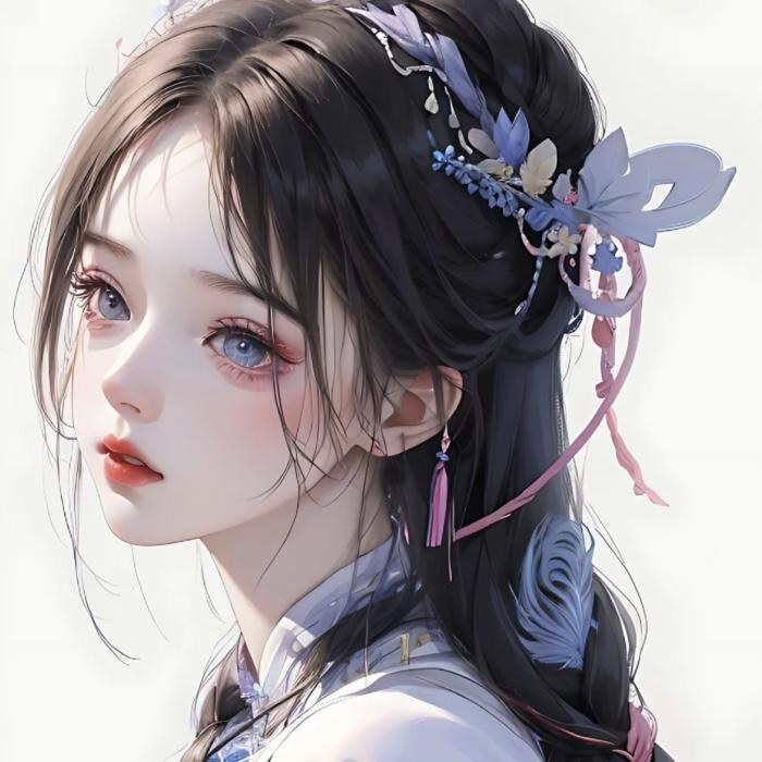 手绘古风国风伤感女生头像图片