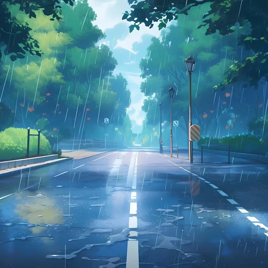下雨天的插画头像图片