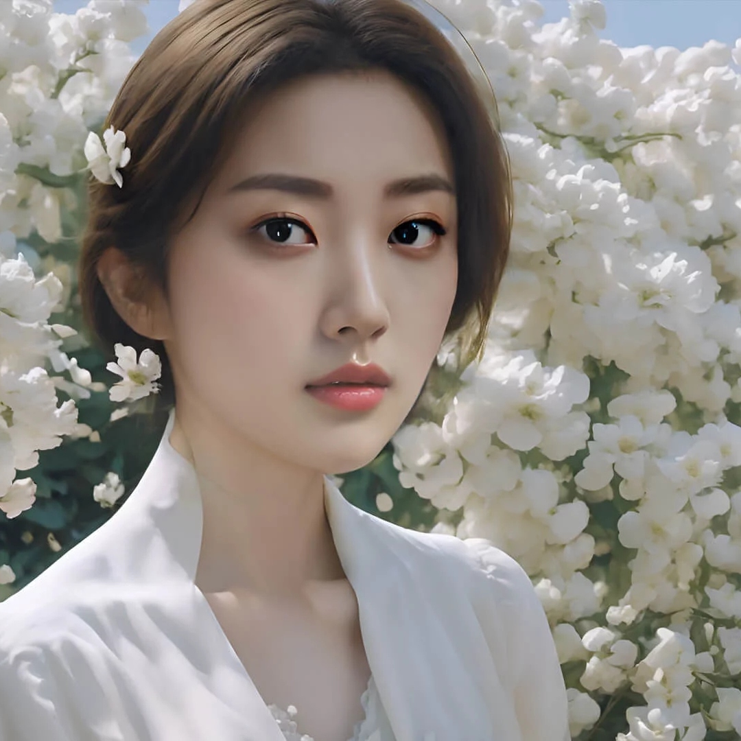 美丽和优雅穿着白色衣服的女生头像图片