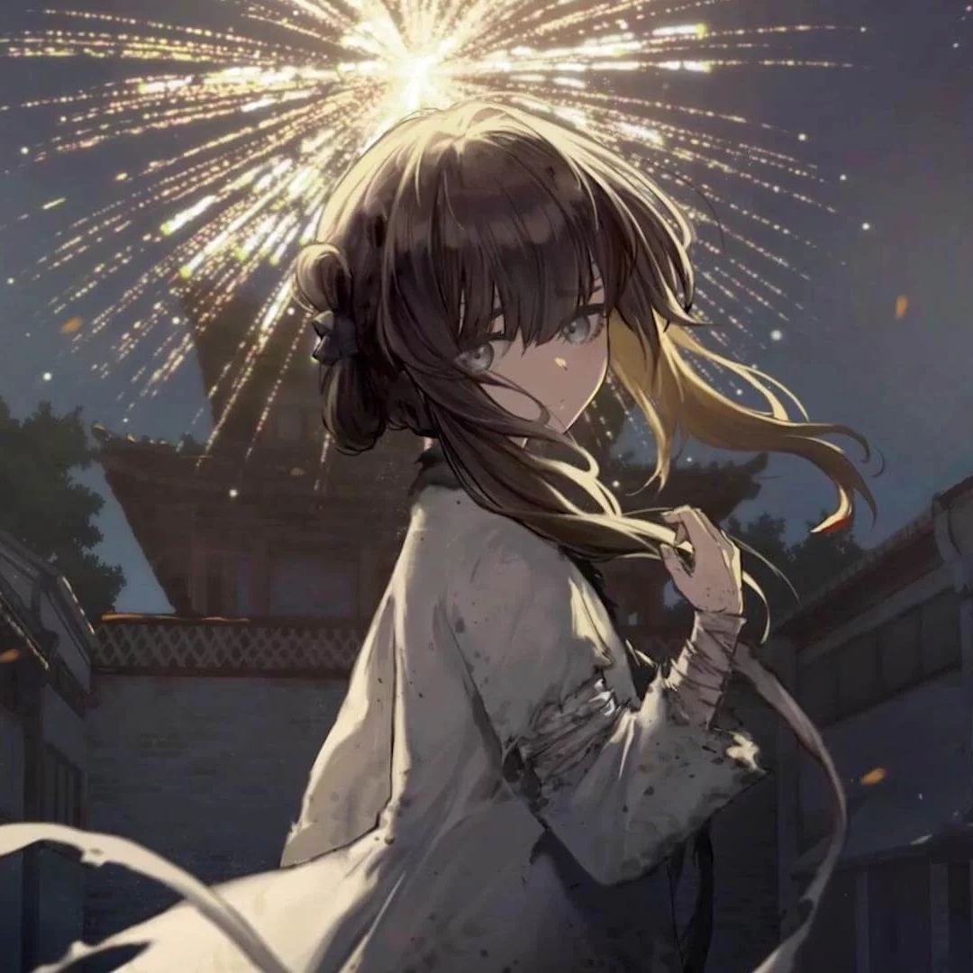 烟花灿烂伤感回头动漫女生头像图片