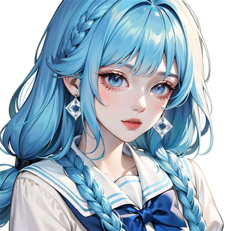 蓝发少女控必收动漫头像大放送，美到心坎里