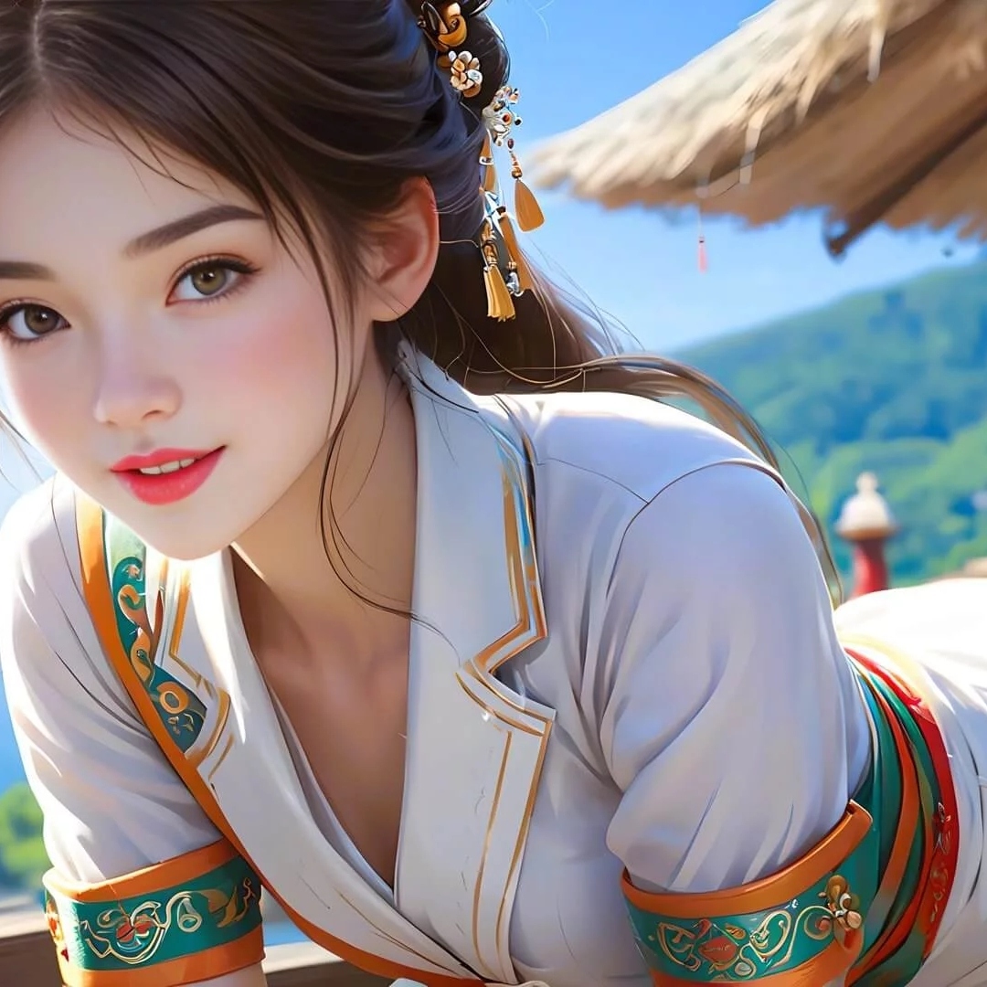 五官精致微笑着古代美女头像图片