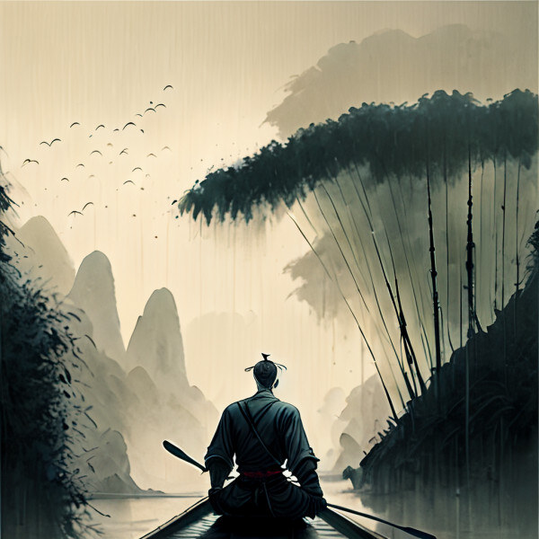 水墨风武侠背影男生头像图片
