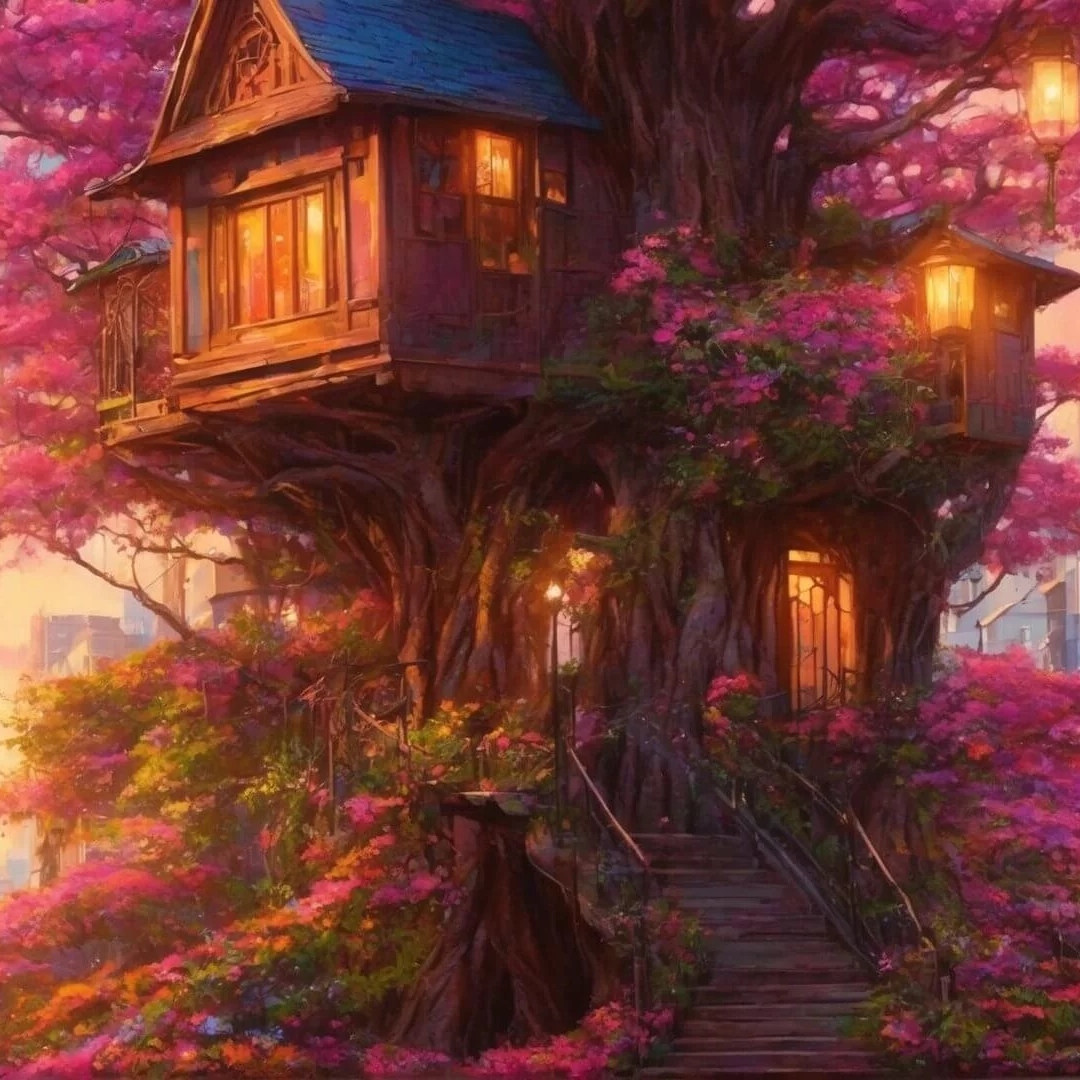 树屋的插画头像图片