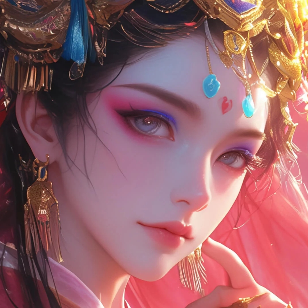 戴着华丽的发饰皮肤白皙古风美女头像图片