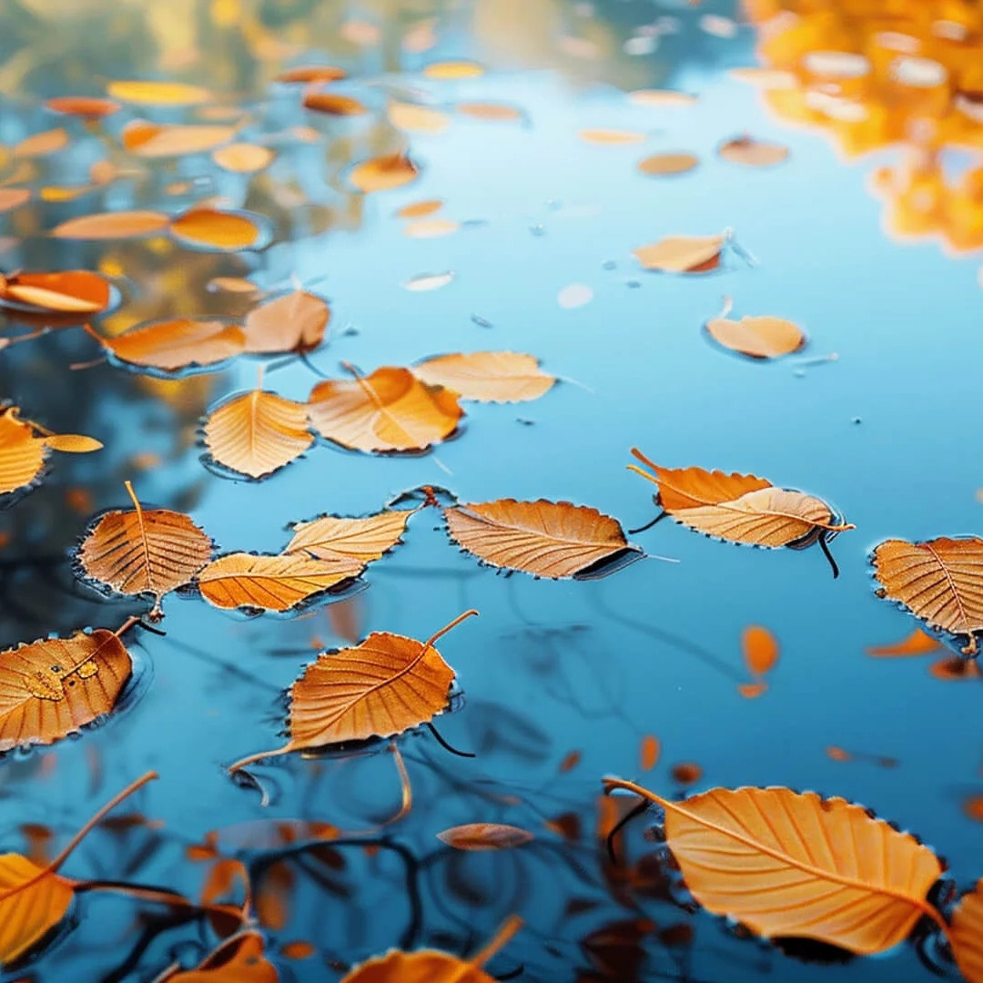 水中落叶风景头像图片