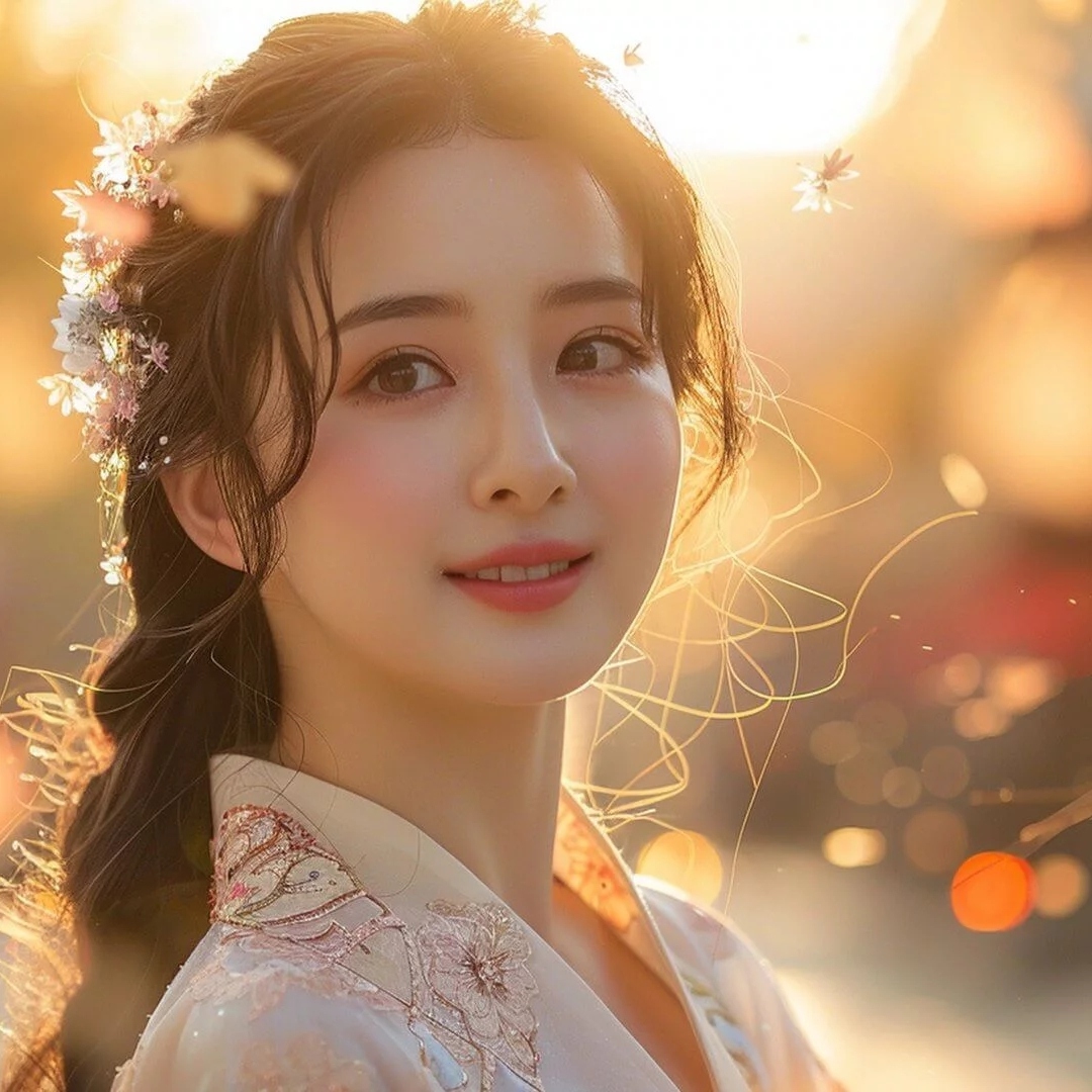穿着汉服面带微笑的漂亮女生头像图片