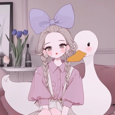超萌少女心卡通女生头像，蝴蝶结装饰增添魅力