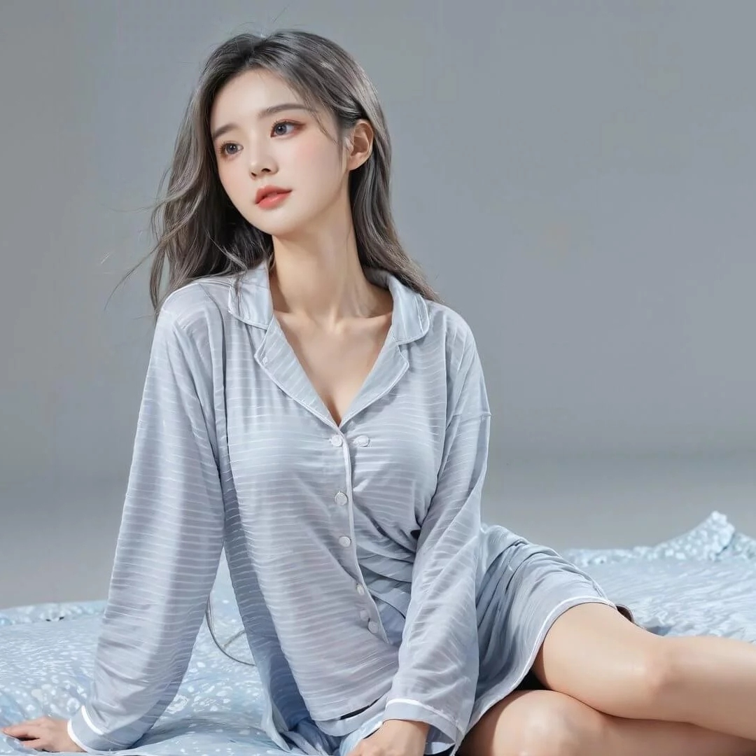 坐着穿睡衣精致女人头像图片