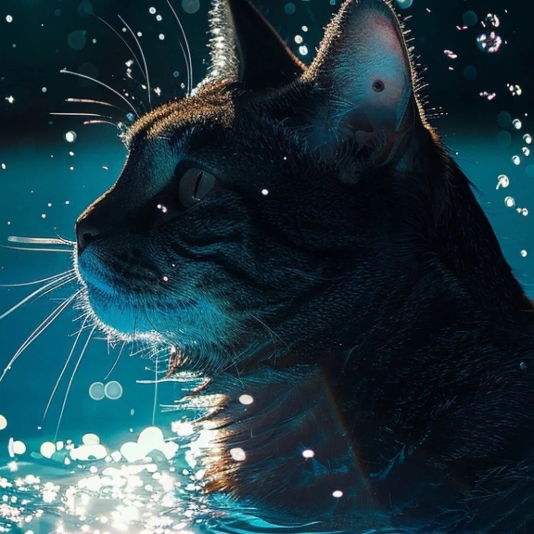 黑色猫咪的侧脸特写头像图片
