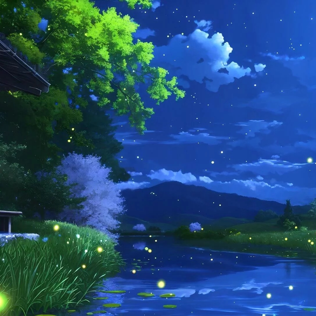 萤火虫夜晚星空风景头像图片