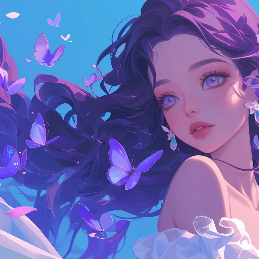 蓝色梦幻动漫小姐姐头像图片