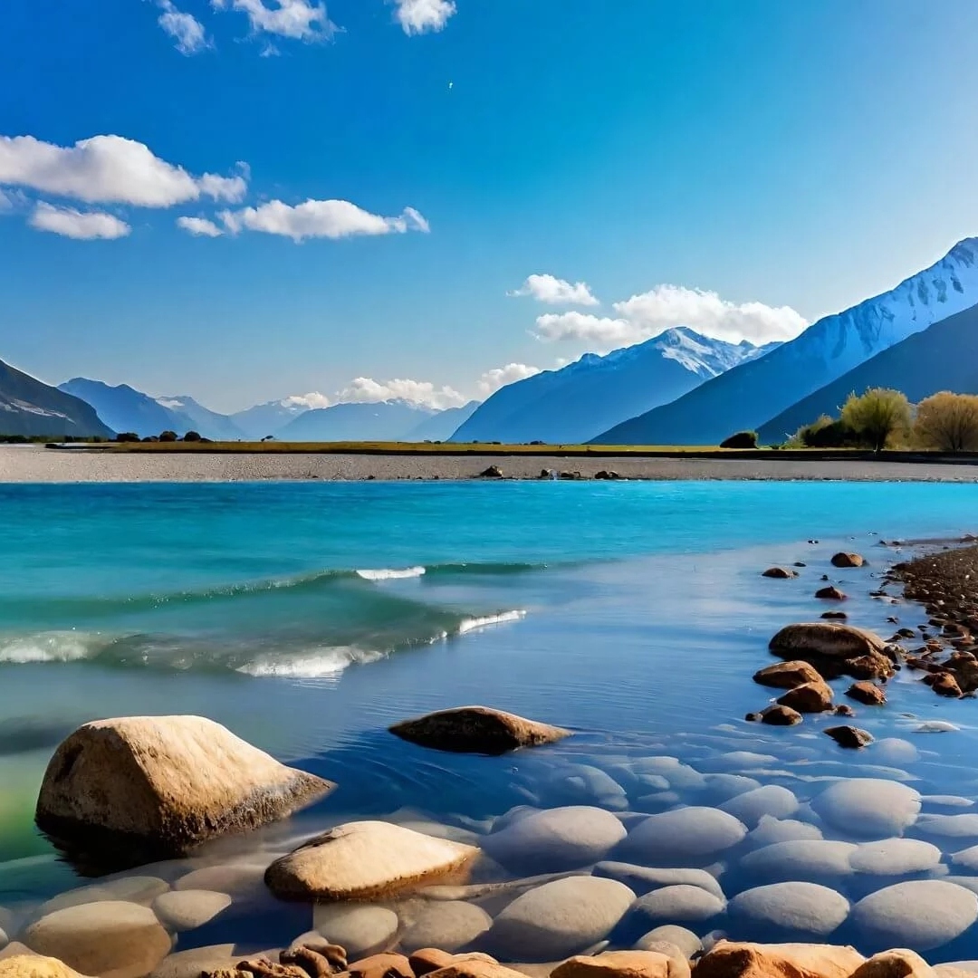 晴朗天气山川和湖泊的风景头像图片