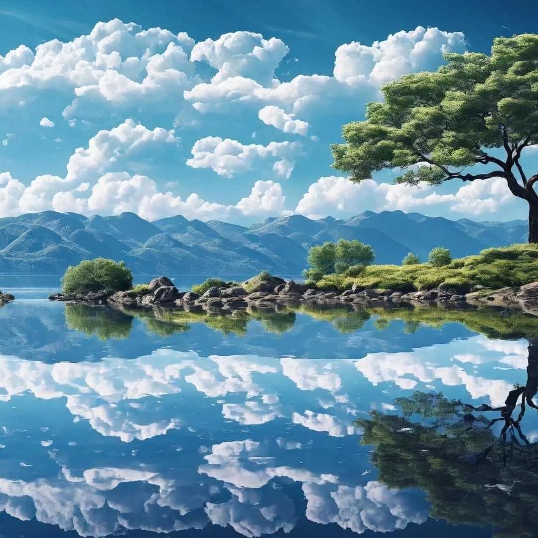 宁静和谐的湖边景色头像图片