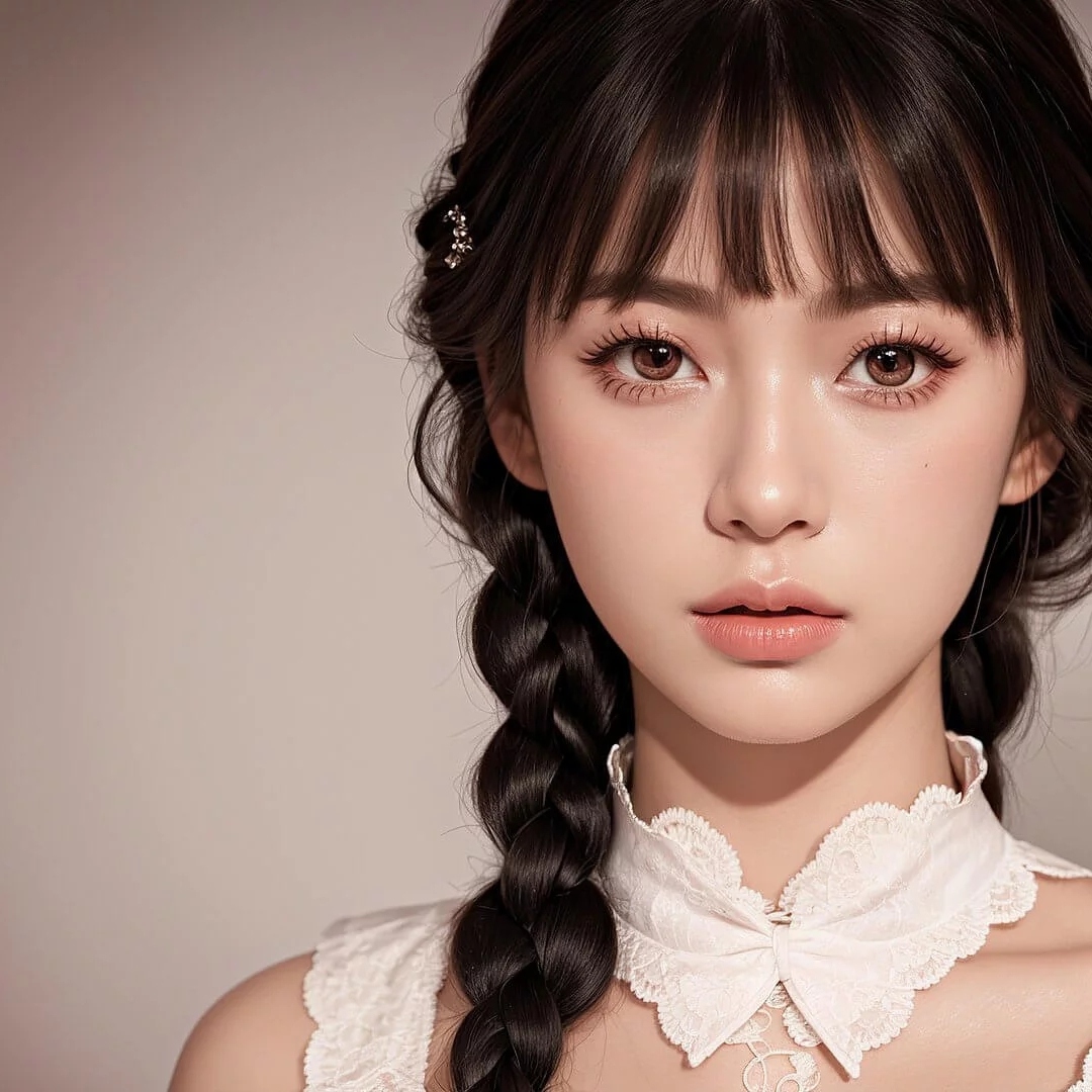 穿着白色衣服编着辫子淡妆的女生头像图片