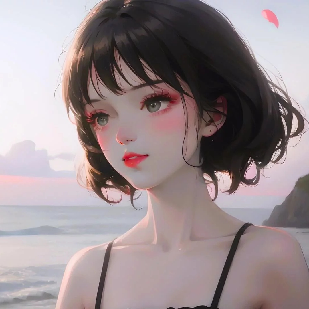 精致性感红唇动漫女生头像图片