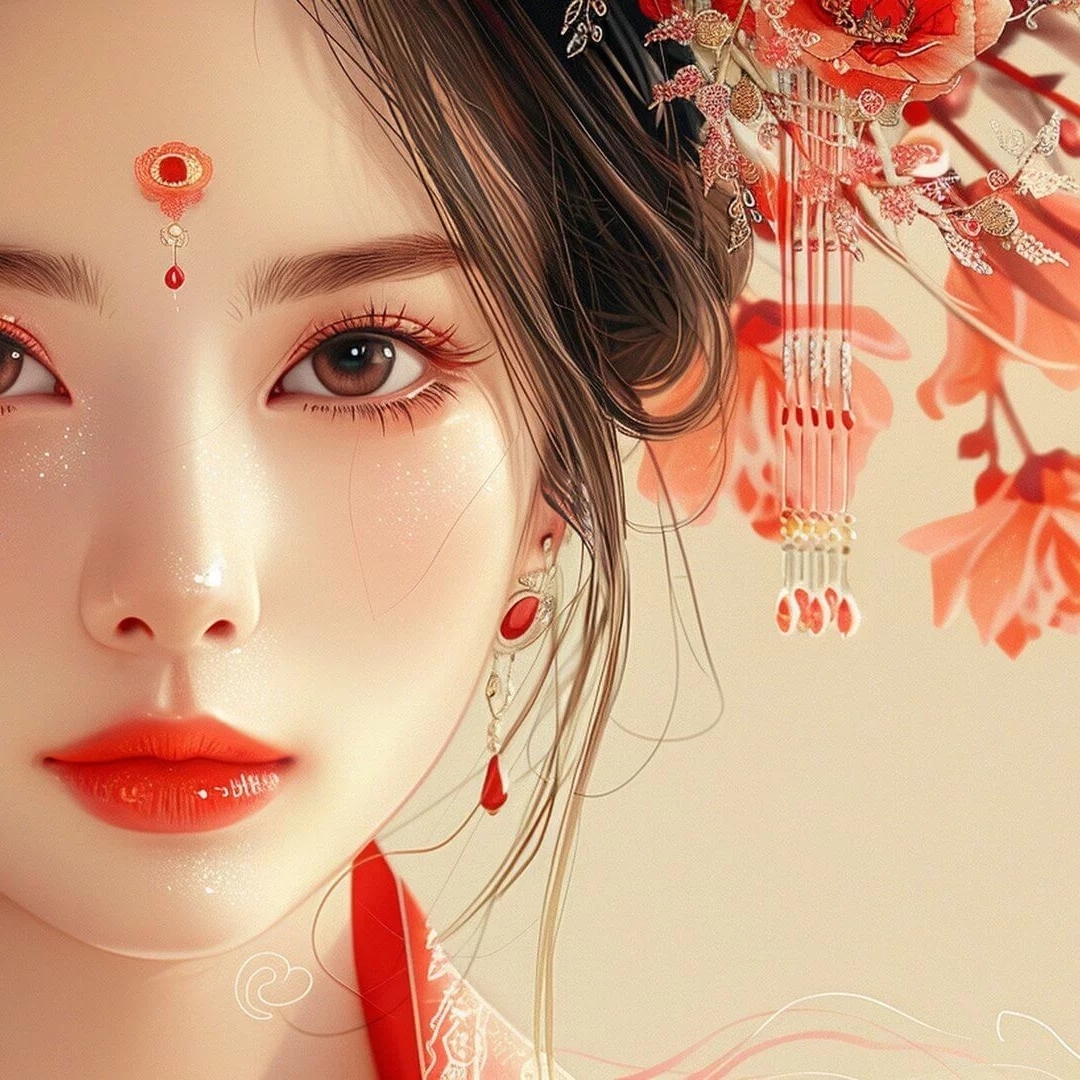 古风女子皮肤白皙唇红齿白眼眸深邃美丽动人头像图片