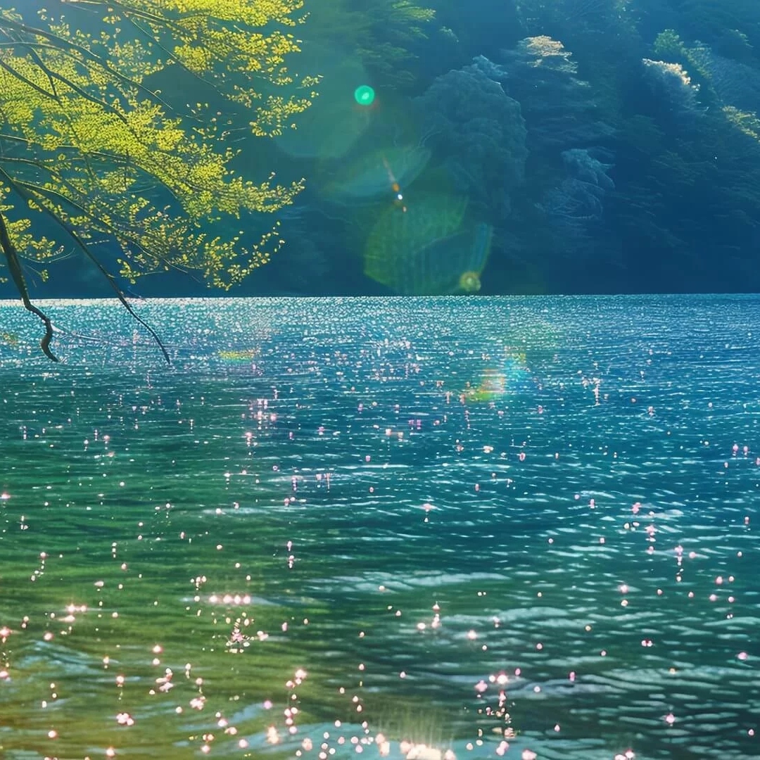 阳光明媚的湖景照片头像图片